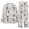 Festive White Symbol Bands Custom Long Pajama Set