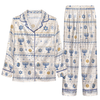 Festive White Symbol Bands Custom Long Pajama Set