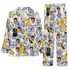 Mediterranean Ivory White Tile Mosaic Custom Long Pajama Set for Dog Lovers