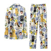 Mediterranean Ivory White Tile Mosaic Custom Long Pajama Set for Dog Lovers