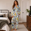 Mediterranean Ivory White Tile Mosaic Custom Long Pajama Set for Dog Lovers