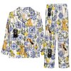Mediterranean Ivory White Tile Mosaic Custom Long Pajama Set for Dog Lovers