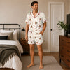 Minimalist Ivory Snowflake Star Scatter Custom Short Pajama Set