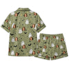 Minimalist Olive Green Speckled Figures Custom Short Pajama Set