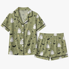 Minimalist Olive Green Speckled Figures Custom Short Pajama Set