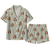 Minimalist Sage Gray Doodle Heart Scatter Custom Short Pajama Set