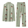 Minimalist Sage Green Mini Sprigs Custom Long Pajama Set