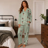 Minimalist Sage Green Mini Sprigs Custom Long Pajama Set