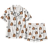 Minimalist White Bow Heart Scatter Custom Short Pajama Set