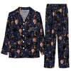 Mystical Midnight Navy Critter Cluster Custom Long Pajama Set for Cat Lovers