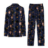 Mystical Midnight Navy Critter Cluster Custom Long Pajama Set for Cat Lovers