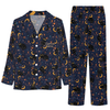 Mystical Midnight Navy Critter Cluster Custom Long Pajama Set for Cat Lovers