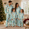 Playful Aqua Blue Figure Scatter Custom Long Pajama Set