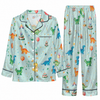 Playful Aqua Blue Figure Scatter Custom Long Pajama Set