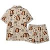 Playful Beige Doodle Typography Custom Short Pajama Set