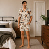 Playful Beige Doodle Typography Custom Short Pajama Set