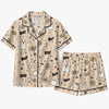 Playful Beige Doodle Typography Custom Short Pajama Set