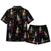 Playful Black Hat Portrait Scatter Custom Short Pajama Set - image 3
