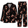 Playful Black Novelty Scatter Custom Long Pajama Set