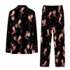Playful Black Novelty Scatter Custom Long Pajama Set