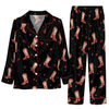 Playful Black Novelty Scatter Custom Long Pajama Set