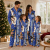 Playful Blue Gingham Blocks Custom Long Pajama Set for Dog Lovers
