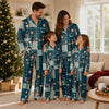 Playful Dark Teal Blue Patchwork Icons Custom Long Pajama Set for Dog Lovers