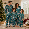 Playful Dark Teal Green Dotted Vignettes Custom Long Pajama Set for Cat Lovers