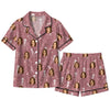 Playful Dusty Rose Sketch Figures Custom Short Pajama Set