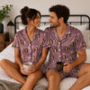 Playful Dusty Rose Sketch Figures Custom Short Pajama Set