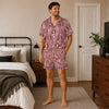Playful Dusty Rose Sketch Figures Custom Short Pajama Set