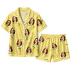 Playful Lemon Yellow Citrus Candle Toss Custom Short Pajama Set