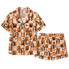 Playful Orange Icon Checkerboard Custom Short Pajama Set