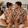 Playful Orange Icon Checkerboard Custom Short Pajama Set