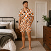 Playful Orange Icon Checkerboard Custom Short Pajama Set