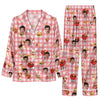 Playful Pink Checked Medley Custom Long Pajama Set for Dog Lovers