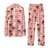 Playful Pink Checked Medley Custom Long Pajama Set for Dog Lovers