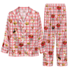 Playful Pink Checked Medley Custom Long Pajama Set for Dog Lovers