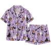 Playful Purple Spangled Silhouettes Custom Short Pajama Set