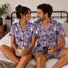 Playful Purple Spangled Silhouettes Custom Short Pajama Set