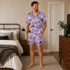 Playful Purple Spangled Silhouettes Custom Short Pajama Set