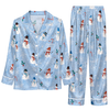 Playful Sky Blue Allover Motifs Custom Long Pajama Set