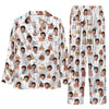 Playful White Stacked Icons Custom Long Pajama Set