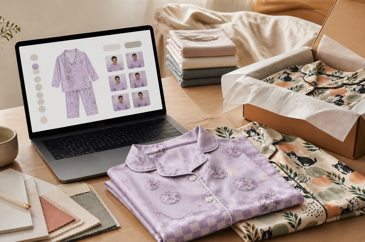 Personalized custom pajama order prepared online