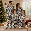 Retro Cream Black Checkerboard Grid Custom Long Pajama Set for Dog Lovers