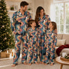Retro Teal Wavy Stripes Custom Long Pajama Set for Cat Lovers