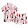 Romantic Blush Pink Heart Frame Medley Custom Short Pajama Set for Couples