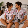 Romantic Blush Pink Heart Frame Medley Custom Short Pajama Set for Couples