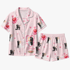 Romantic Blush Pink Heart Frame Medley Custom Short Pajama Set for Couples