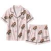 Romantic Blush Pink Sketch Portrait Scatter Custom Short Pajama Set for Couples